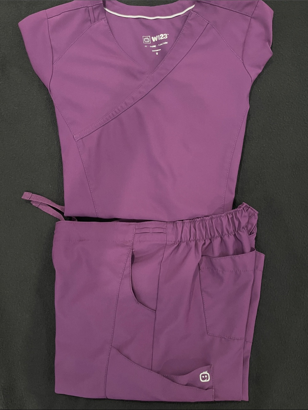 Wink Women's Purple Scrub Top & Straight Leg Pants Set